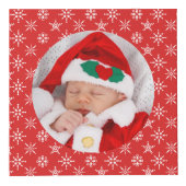 Custom Round Photos Santa Baby Red With Snowflakes Kubus (Voorkant)