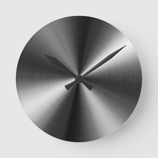 Custom Round Stainless Steel Look Clock Ronde Klok (Voorkant)