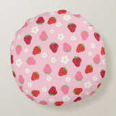 Custom Round Strawberry & Daisy Baby Pillow Rond Kussen (Achterkant)