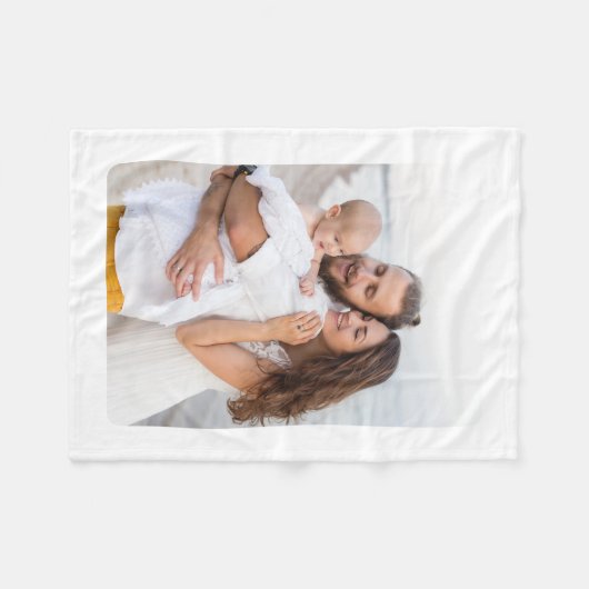 Custom Rounded Corner Photo Family Fleece Deken (Voorkant (Horizontaal))