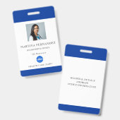 Custom Royal Blue Medical Hospital Employee Photo Badge (Front & Back)