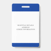 Custom Royal Blue Medical Hospital Employee Photo Badge (Back)