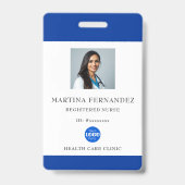 Custom Royal Blue Medical Hospital Employee Photo Badge (Front)
