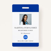 Custom Royal Blue Medical Hospital Employee Photo Badge (Voorkant)