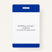 Custom Royal Blue Medical Hospital Employee Photo Badge (Achterkant)