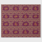 Custom Royal Burgundy & Gold Ornate Luxury  Cadeaupapier (Vlak)