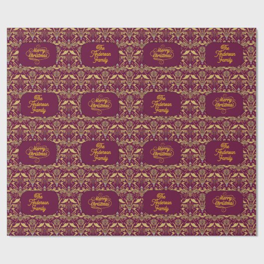 Custom Royal Burgundy & Gold Ornate Luxury  Cadeaupapier (Vlak)