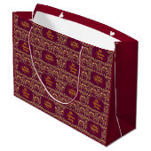 Custom Royal Burgundy & Gold Ornate Luxury  Groot Cadeauzakje (Achterkant Gekanteld)