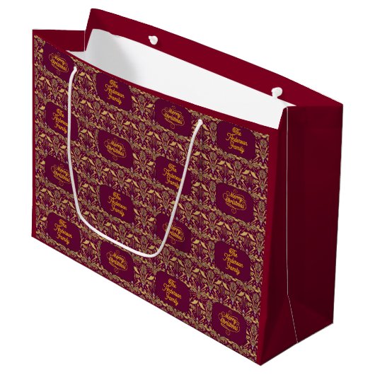 Custom Royal Burgundy & Gold Ornate Luxury  Groot Cadeauzakje (Voorkant Gekanteld)
