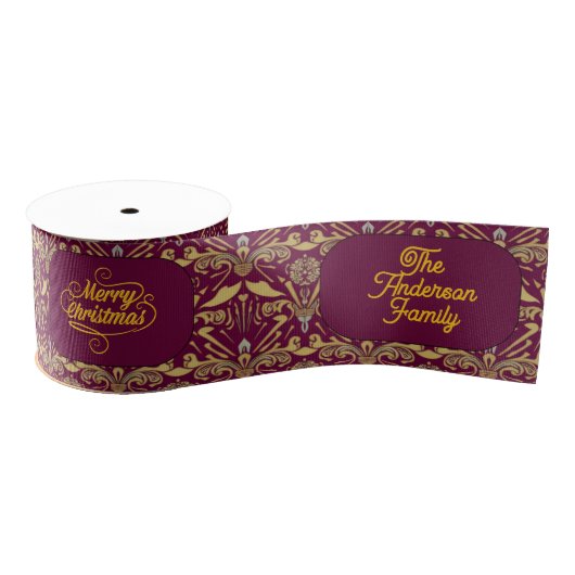 Custom Royal Burgundy & Gold Ornate Luxury  Grosgrain Lint (Spoel)