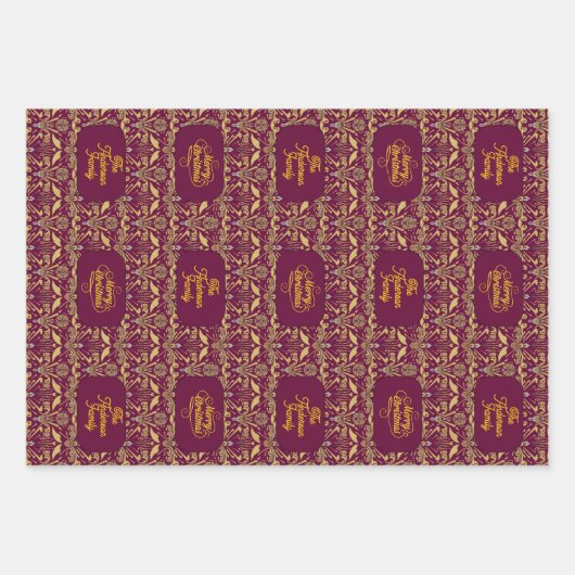 Custom Royal Burgundy & Gold Ornate Luxury  Inpakpapier Vel (Voorkant)