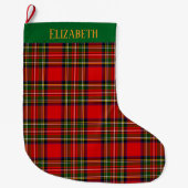 Custom Royal Stewart Clan Tartan Plaid Name Grote Kerstsok (Voorkant)