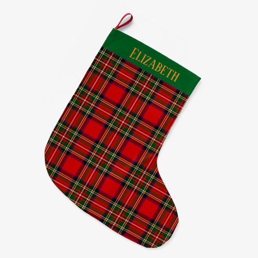 Custom Royal Stewart Clan Tartan Plaid Name Grote Kerstsok (Voorkant (Hangend))