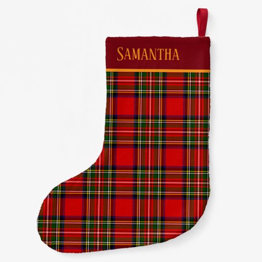 Custom Royal Stewart Clan Tartan Plaid Name Kleine Kerstsok (Achterkant)
