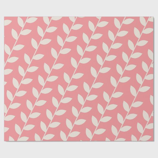 Custom Roze 70s Retro Leaf Patroon Cadeaupapier (Vlak)