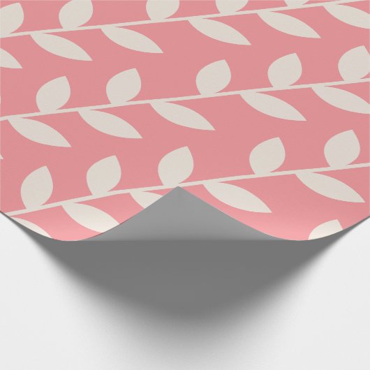 Custom Roze 70s Retro Leaf Patroon Cadeaupapier (Hoek)