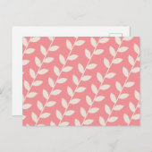 Custom Roze 70s Retro Leaf Patroon Feestdagenkaart (Voorkant / Achterkant)