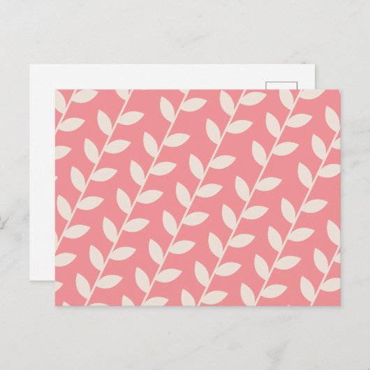 Custom Roze 70s Retro Leaf Patroon Feestdagenkaart (Voorkant / Achterkant)