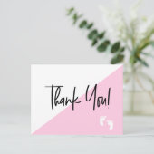 Custom Roze Baby feet baby shower dank u Briefkaart (Staand voorkant)