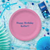Custom Roze/Blauw Verjaardagsfeest Papieren Bordje (Feest)