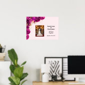 Custom Roze Bloemen Bruiloft Jubileum Poster (Thuiskantoor)