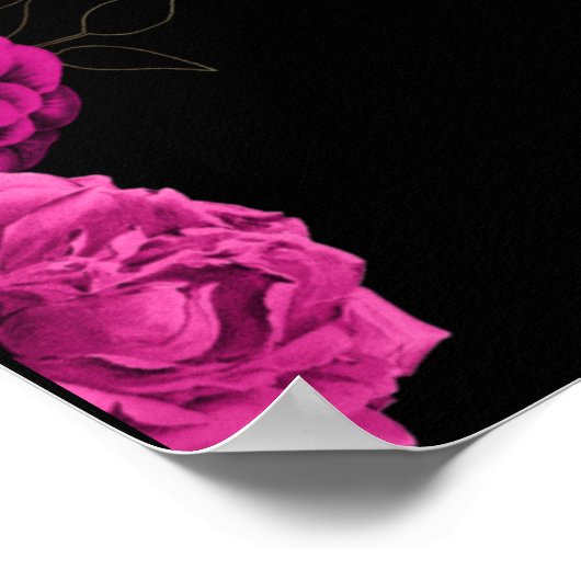 Custom Roze Bloemen Bruiloft Jubileum Poster (Hoek)