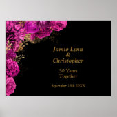 Custom Roze Bloemen Bruiloft Jubileum Poster (Voorkant)