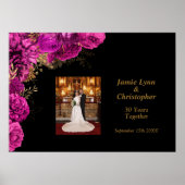 Custom Roze Bloemen Bruiloft Jubileum Poster (Voorkant)