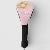 Custom Roze Bloemen Monogram Naam Golfheadcover (Voorkant)