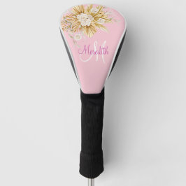 Custom Roze Bloemen Monogram Naam Golfheadcover