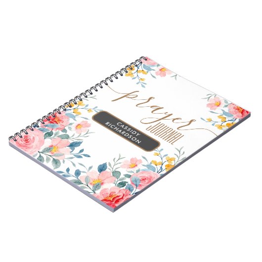 Custom Roze bloemgebed journaal notitieboek (Linkerzijde)