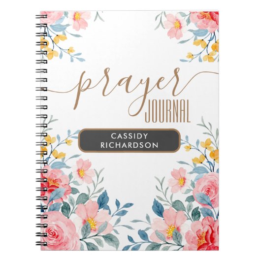 Custom Roze bloemgebed journaal notitieboek (Voorkant)