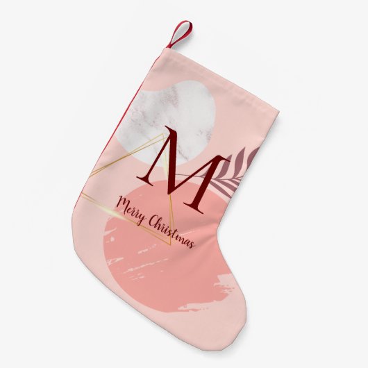 Custom Roze Botanische Moderne Kerstkous Kleine Kerstsok (Voorkant (Hangend))