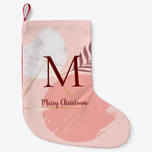 Custom Roze Botanische Moderne Kerstkous Kleine Kerstsok (Voorkant)