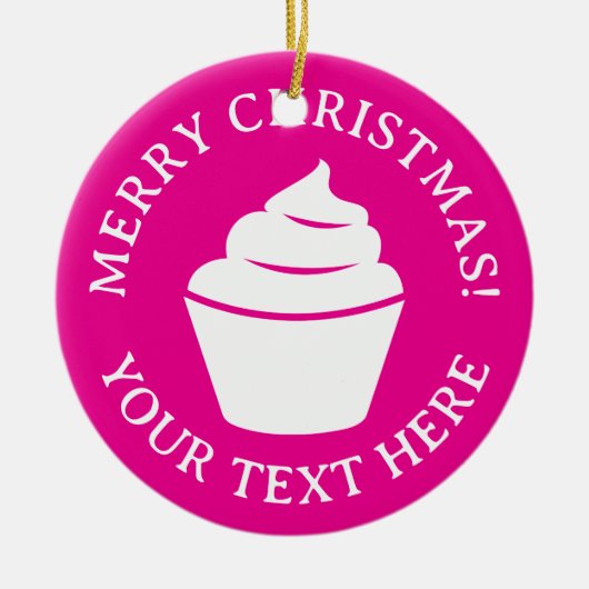 Custom roze cupcake kerstboom ornament (Voorkant)