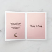 Custom Roze en Goud Bloemen Celestial Verjaardag Kaart (Binnen)