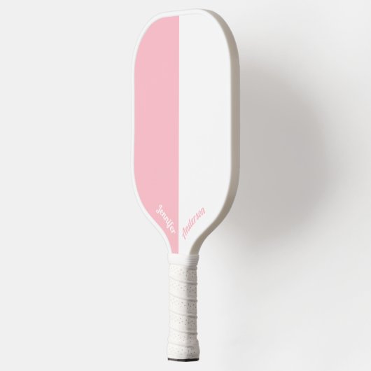 Custom Roze en Wit Pickleball Paddle (Links)