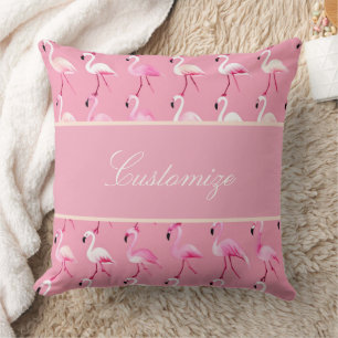 Custom roze flamingo paradijs Waterverf Kussen