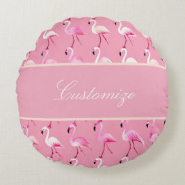 Custom roze flamingo paradijs Waterverf Rond Kussen