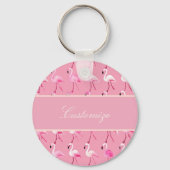 Custom roze flamingo paradijs Waterverf Sleutelhanger (Voorkant)
