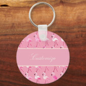 Custom roze flamingo paradijs Waterverf Sleutelhanger (Voorkant)