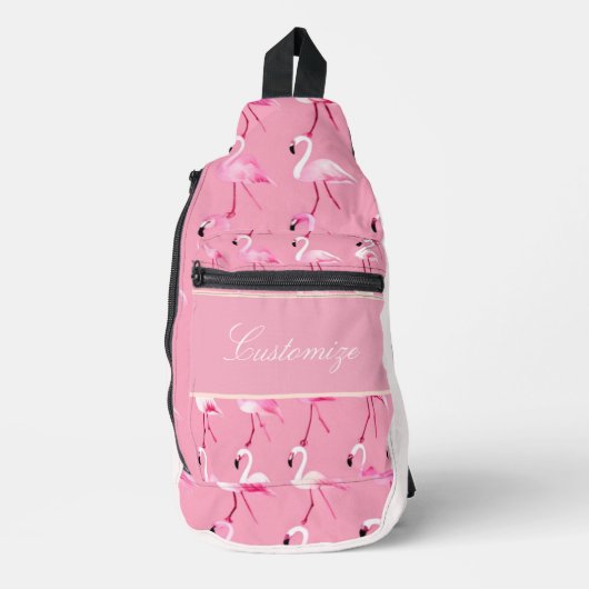 Custom roze flamingo paradijs Waterverf Sling Bag (Voorkant)