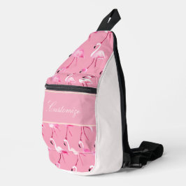Custom roze flamingo paradijs Waterverf Sling Bag