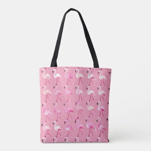 Custom roze flamingo paradijs Waterverf Tote Bag (Achterkant)