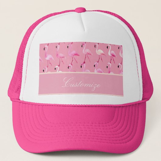 Custom roze flamingo paradijs Waterverf Trucker Pet (Voorkant)
