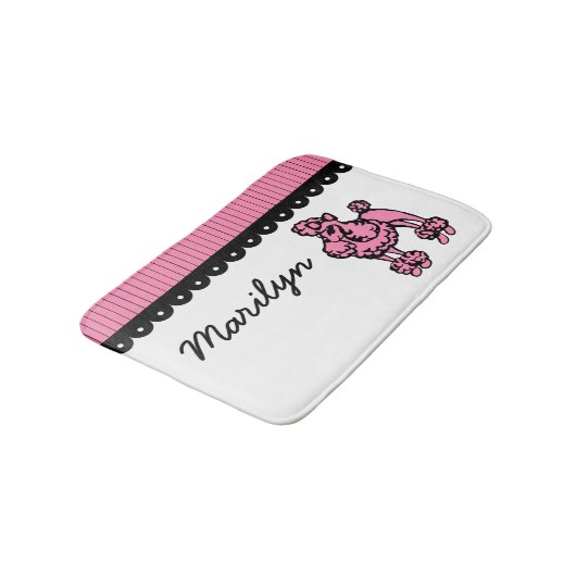 Custom Roze Franse poedel badmat badkamer tapijt (Gekanteld)