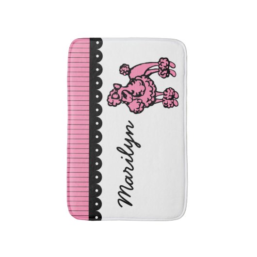 Custom Roze Franse poedel badmat badkamer tapijt (Voorkant Verticaal)