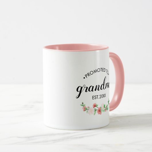 Custom roze gepromoveerd tot oma bloemenwinkel mok (Voorkant rechts)