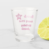 Custom Roze Glitter Proost 21 Gelukkige 21ste Verj Shot Glas (Achterkant)
