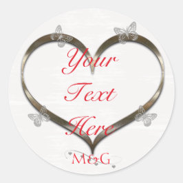Custom roze gouden hart vlinder monogram Sticker